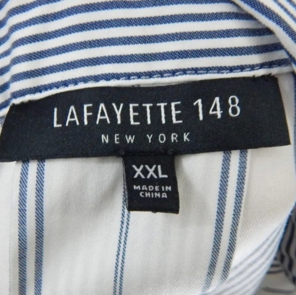 Lafayette 148 New York Striped Button Front Shirt - Picture 2 of 3